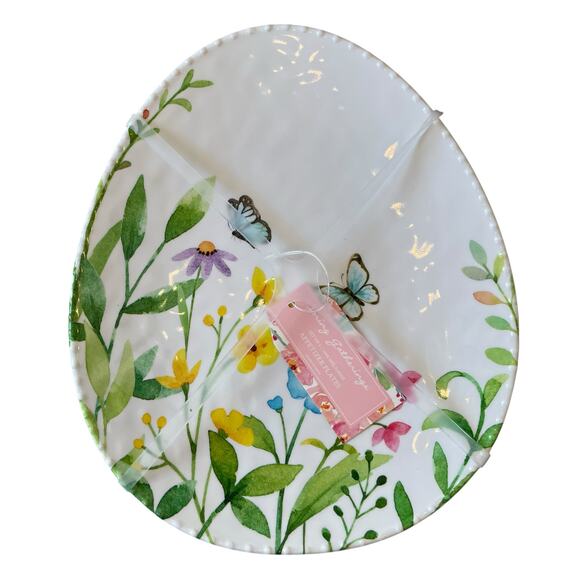Spring Gatherings Floral Easter Egg Shaped Melamine Salad Plates 8" Set of 4 New - Picture 12 of 15